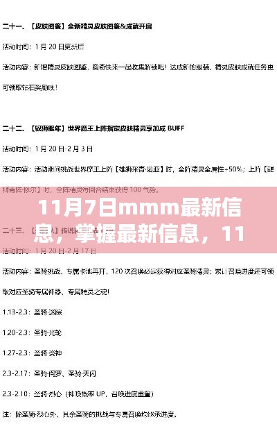 最新揭秘，11月7日MMM更新细节与最新信息指南