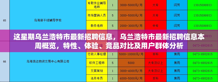 乌兰浩特市本周招聘信息概览，特性、体验、竞品对比及用户群体深度分析