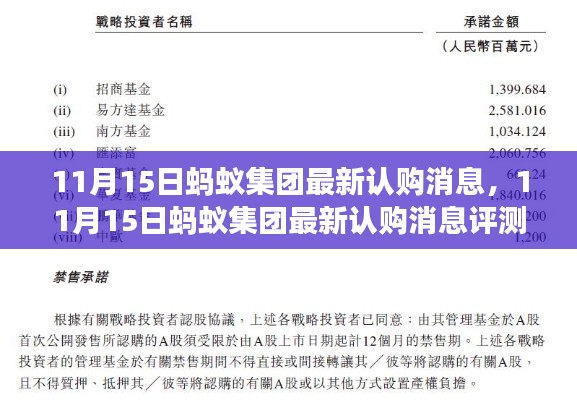 独家解读，蚂蚁集团最新认购消息揭秘，产品特性与用户体验全面评测！