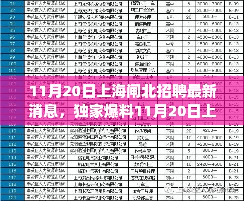 独家爆料，11月20日上海闸北招聘市场掀起新篇章，优质岗位等你来挑战！