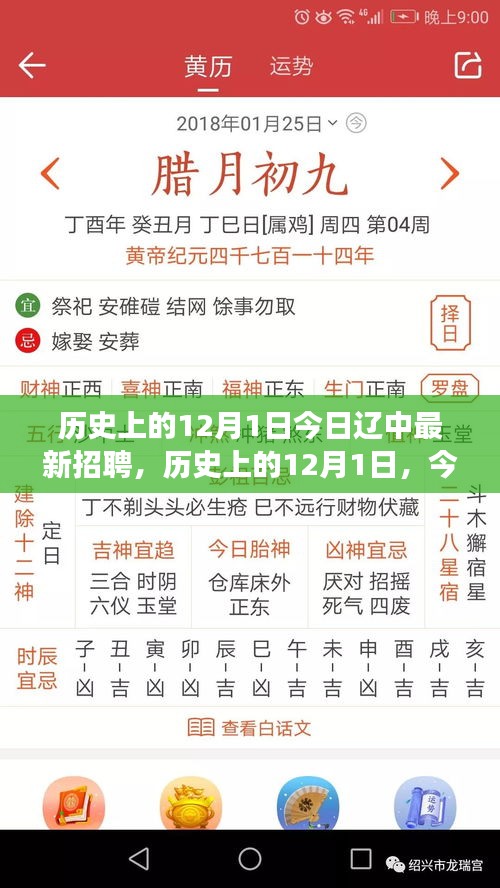 历史上的12月1日，辽中人才市场最新招聘动态