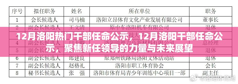 聚焦新任领导力量，洛阳十二月干部任命公示及未来展望