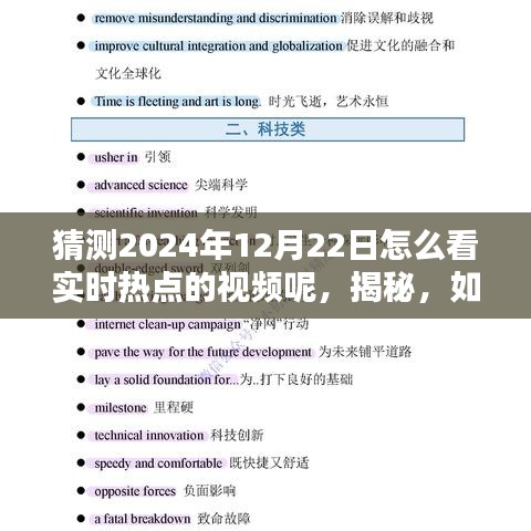 揭秘，如何观看2024年12月22日实时热点视频，掌握最新资讯潮流动态