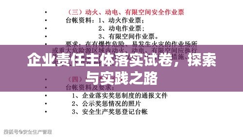 企业责任主体落实试卷，探索与实践之路