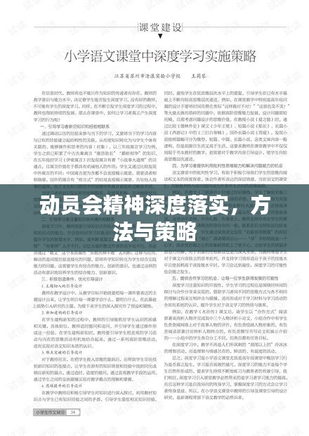 动员会精神深度落实，方法与策略