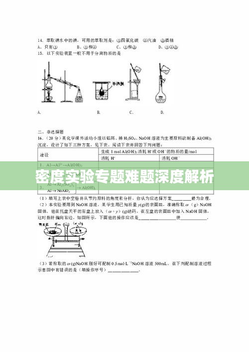 密度实验专题难题深度解析