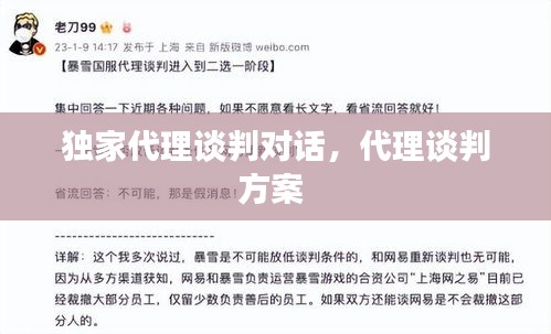 独家代理谈判对话，代理谈判方案 