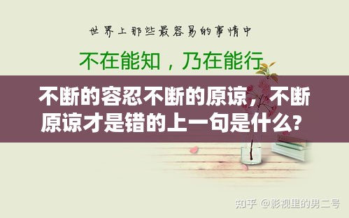 不断的容忍不断的原谅，不断原谅才是错的上一句是什么? 